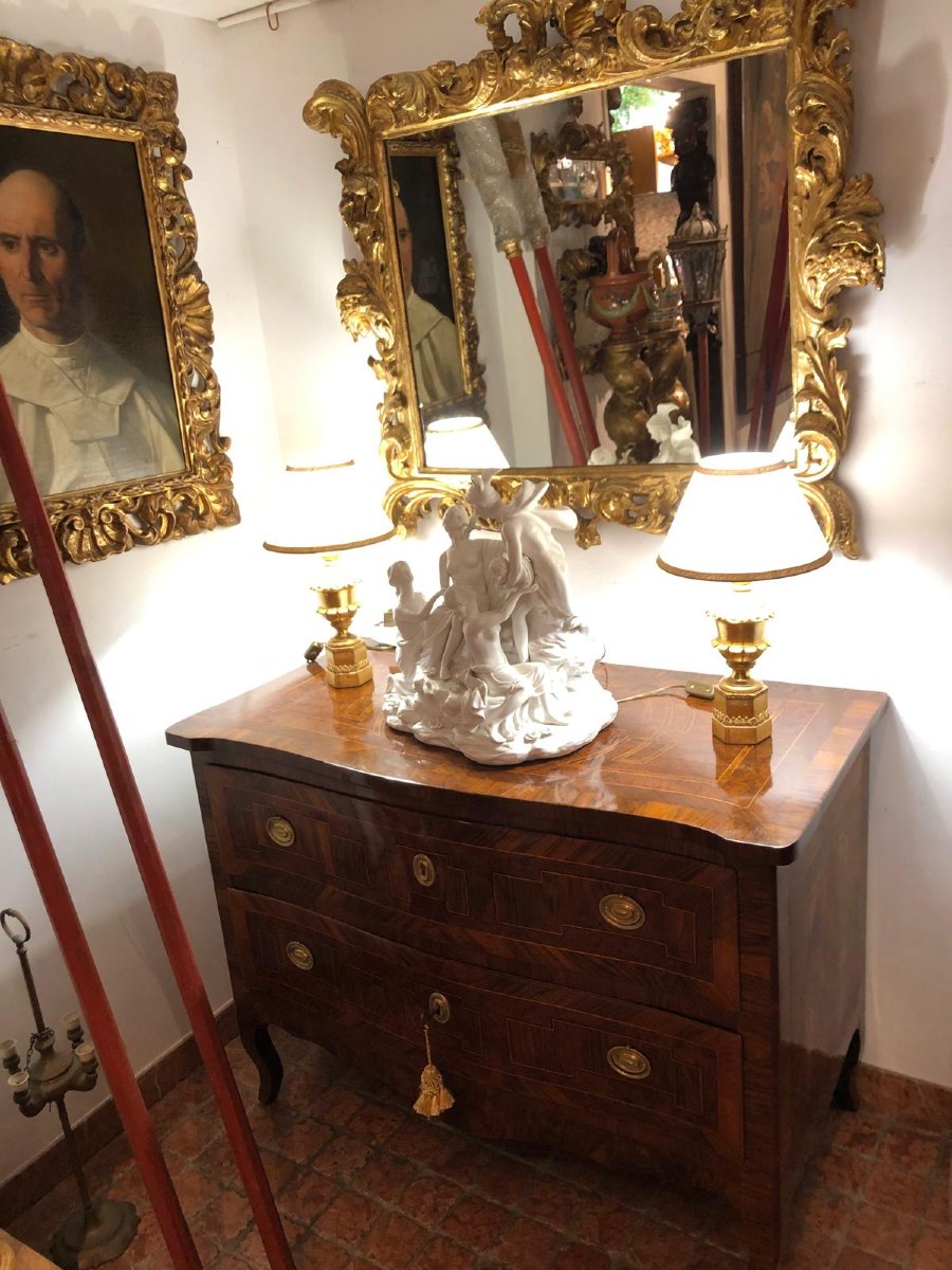  Coppia di Lampade Impero Italiane Dorate XIX Secolo in Legno Intagliato-photo-4