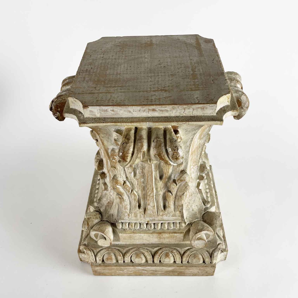 Coppia di Basi Per Tavolini Capitelli Intagliati a Foglia di Acanto Firenze 1900-photo-4