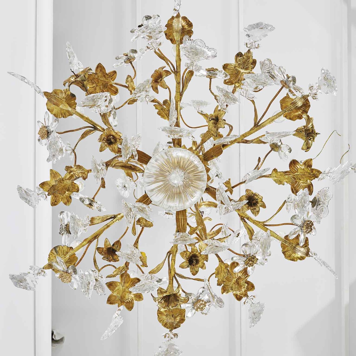 Lampadario Antico Dorato Francese con Cristalli Dodici Luci-photo-2