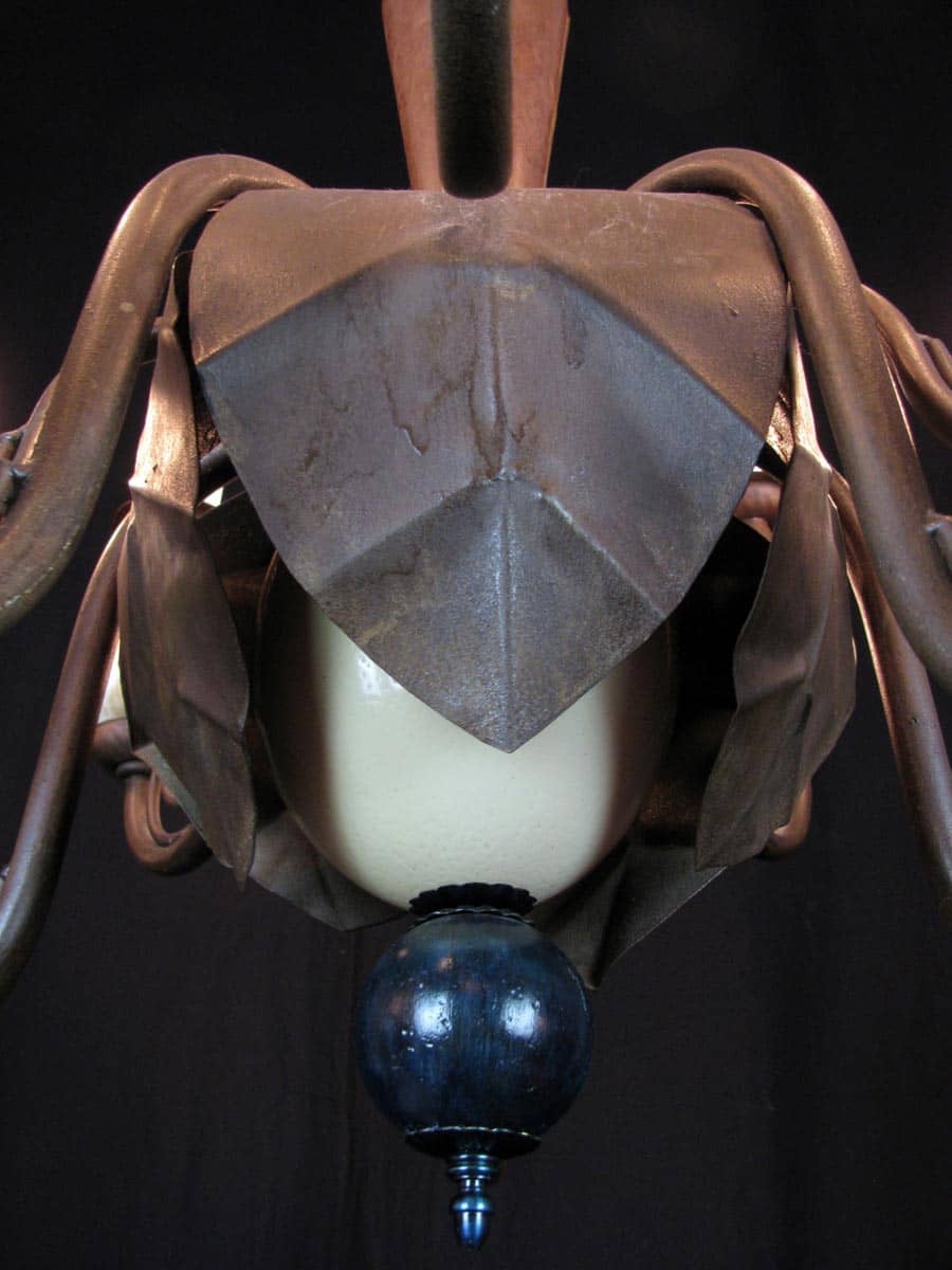 Lampadario in Ferro Battuto e Uovo di Struzzo-photo-3