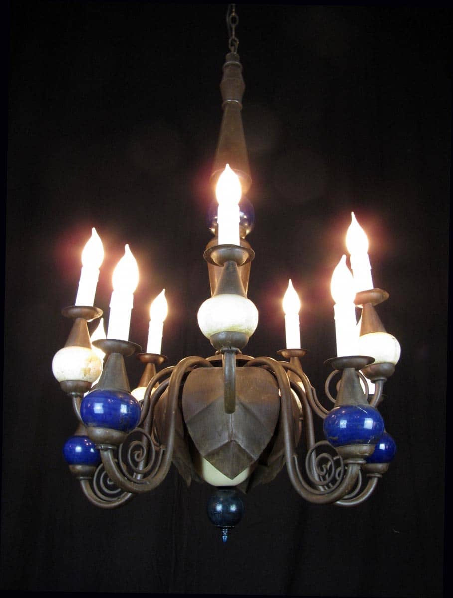 Lampadario in Ferro Battuto e Uovo di Struzzo-photo-4