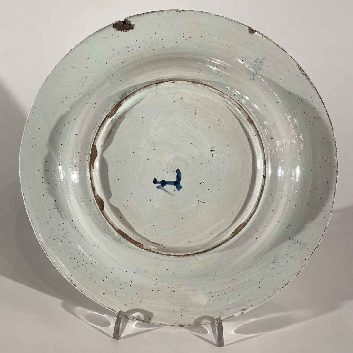 Piatto Piano Con Angioletto Decoro Bianco E Blu-photo-3