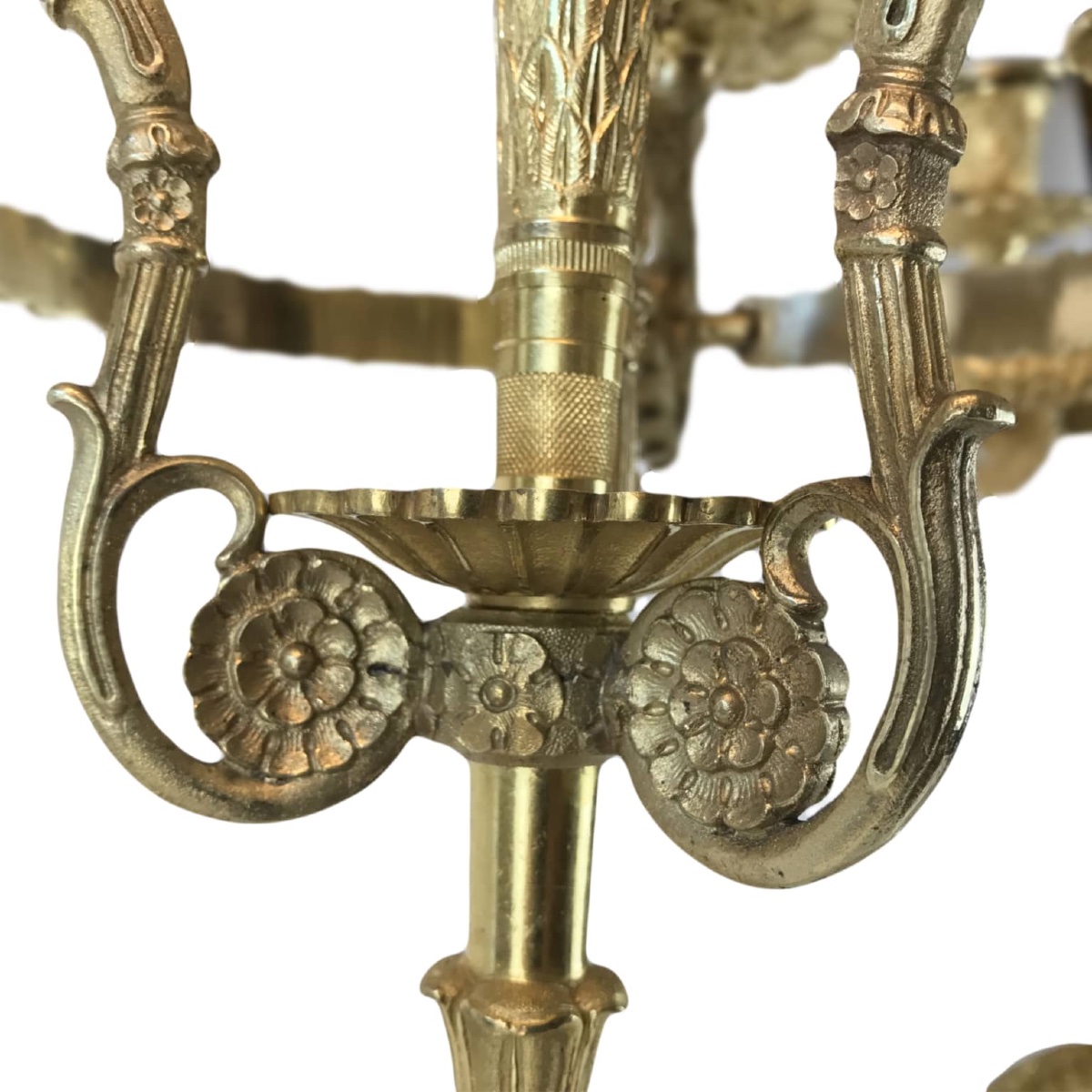 Coppia di Candelabri Impero in Bronzo Dorato-photo-6