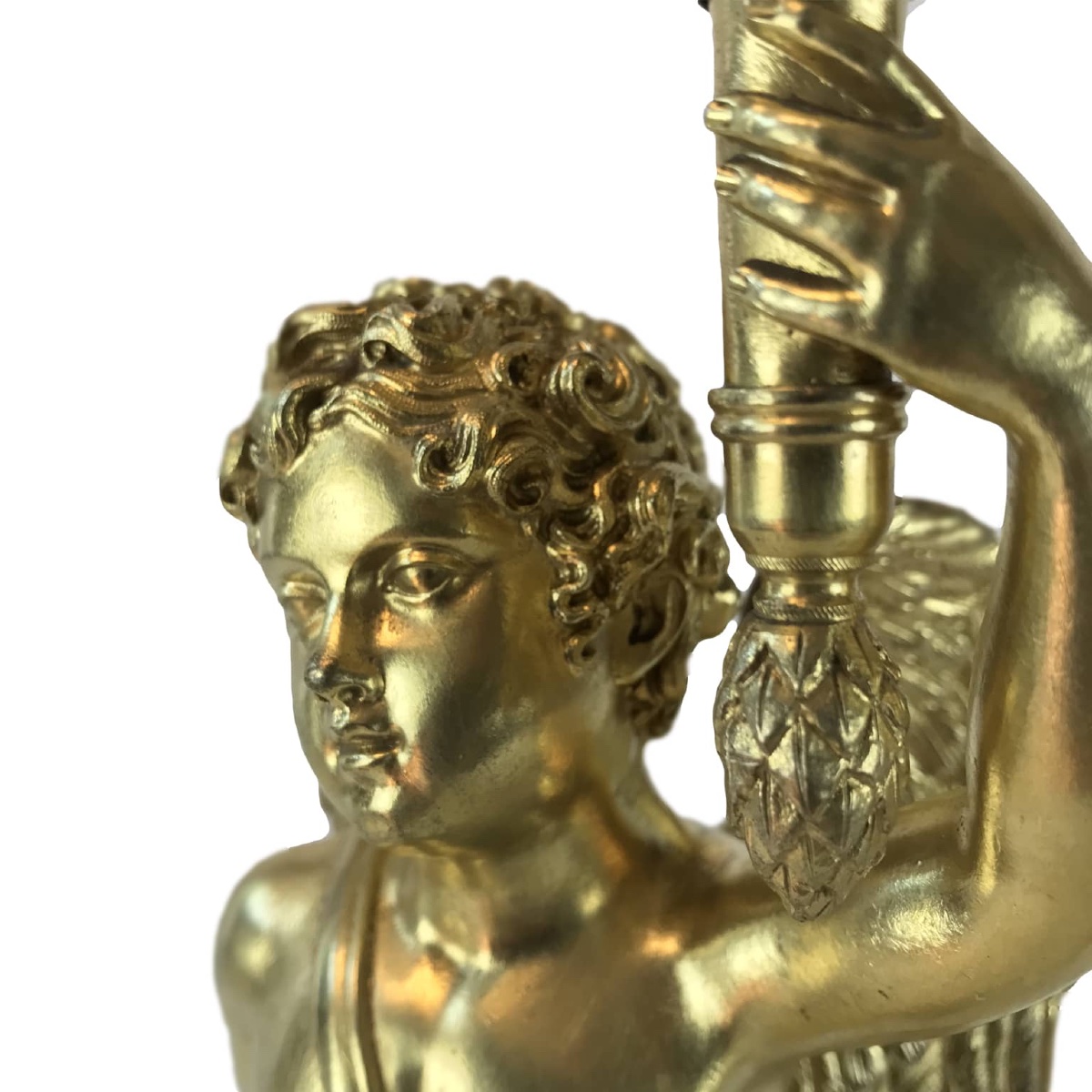 Coppia di Candelabri Impero in Bronzo Dorato-photo-7