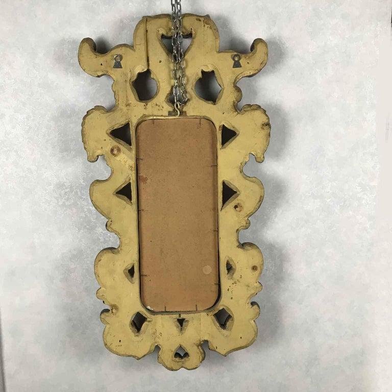   Specchio Fiorentino Intagliato e Decorato in Rosso Bolo e Argento Ossidato 1970s-photo-1