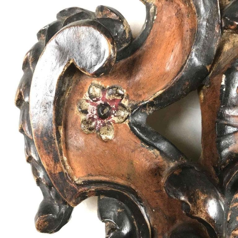   Specchio Fiorentino Intagliato e Decorato in Rosso Bolo e Argento Ossidato 1970s-photo-2