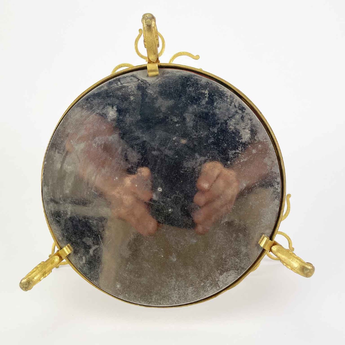 Servizio da Liquore in Metallo Dorato con Vaso Porta Fiori Fine 1800-photo-2