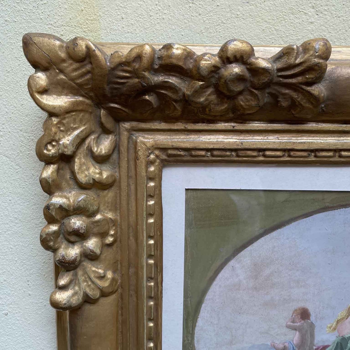 Estasi con Amorini Gouache Romantica Italiana XIX Secolo Donna con Putti-photo-4