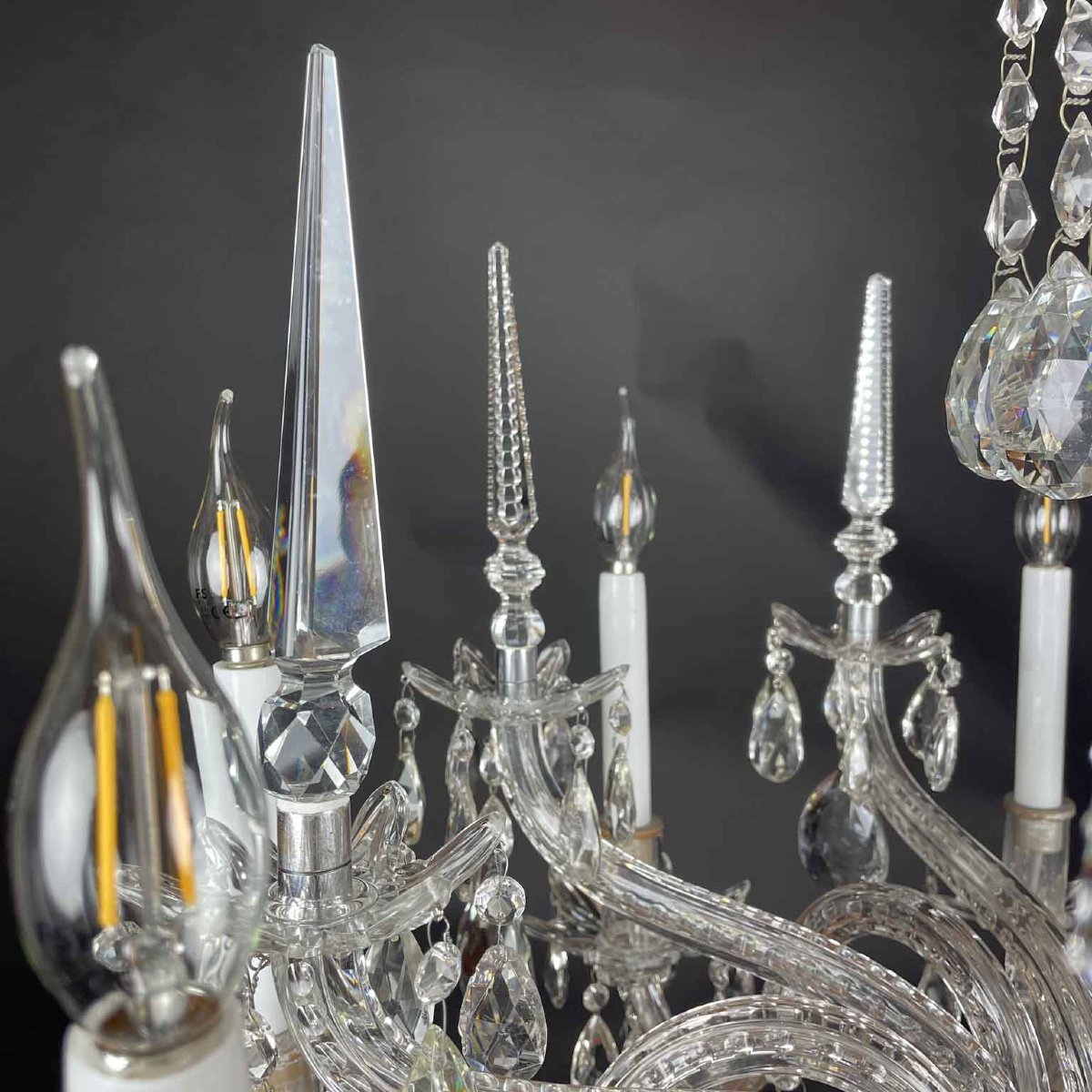 Antico Lampadario Italiano in Cristallo Bohemia a Otto Luci XX Secolo-photo-1