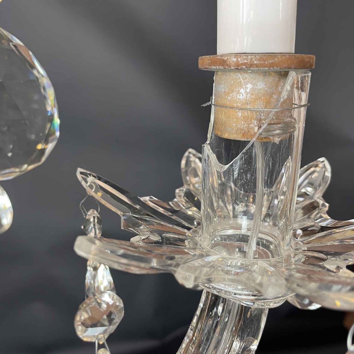 Antico Lampadario Italiano in Cristallo Bohemia a Otto Luci XX Secolo-photo-2