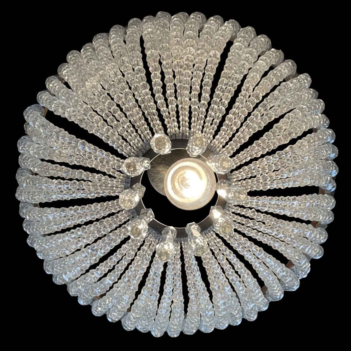 Lampadario Francese Da Ingresso In Ottone E Cristallo-photo-3