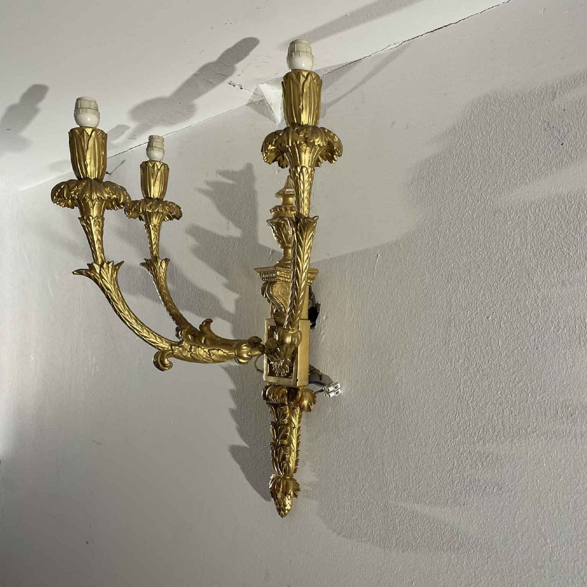 Quattro Appliques In Legno Finemente Intagliato E Dorato In Oro Zecchino Fine 1800-photo-2