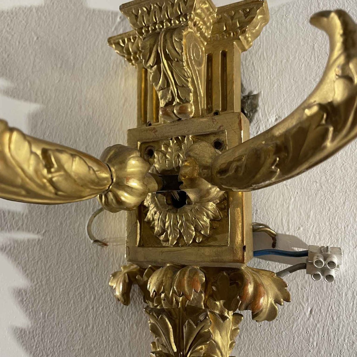 Quattro Appliques In Legno Finemente Intagliato E Dorato In Oro Zecchino Fine 1800-photo-2