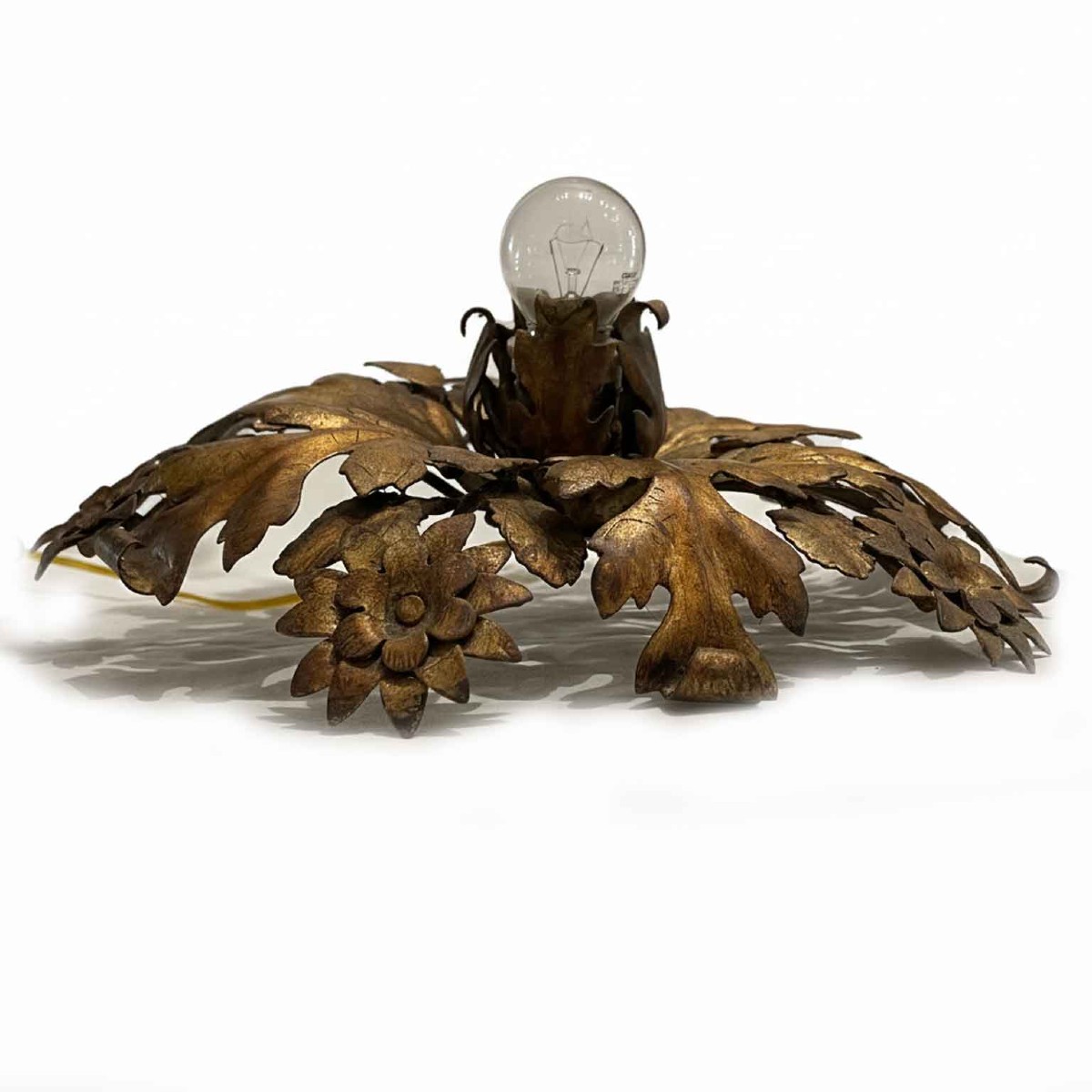 Plafoniera In Ferro Dorato A Una Luce-photo-2