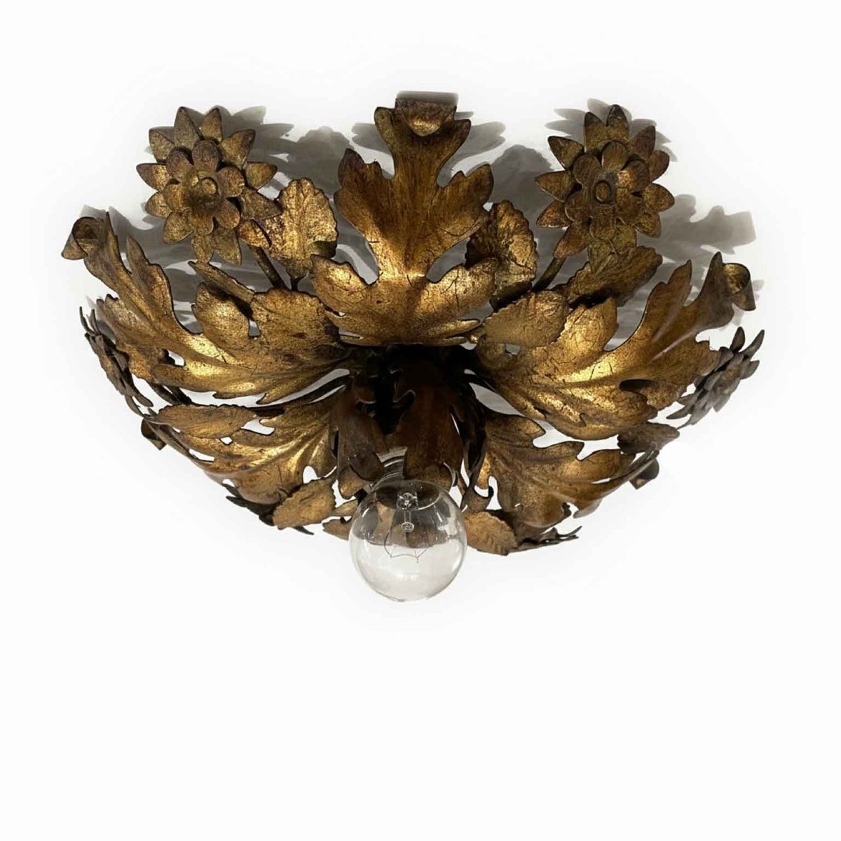 Plafoniera In Ferro Dorato A Una Luce-photo-2