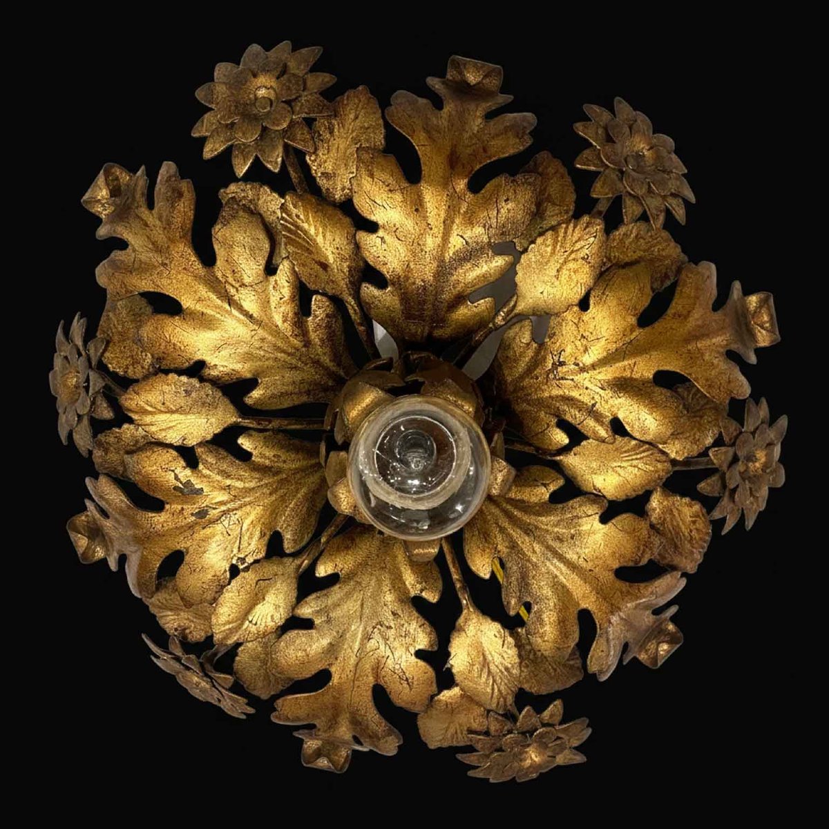 Plafoniera In Ferro Dorato A Una Luce-photo-3