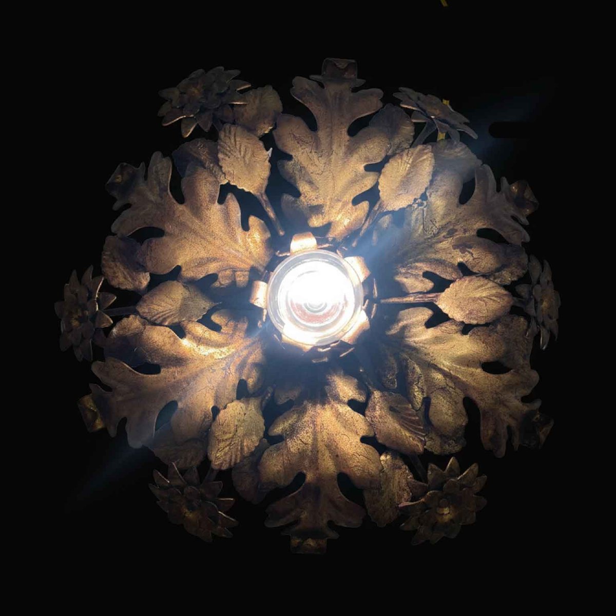 Plafoniera In Ferro Dorato A Una Luce-photo-4