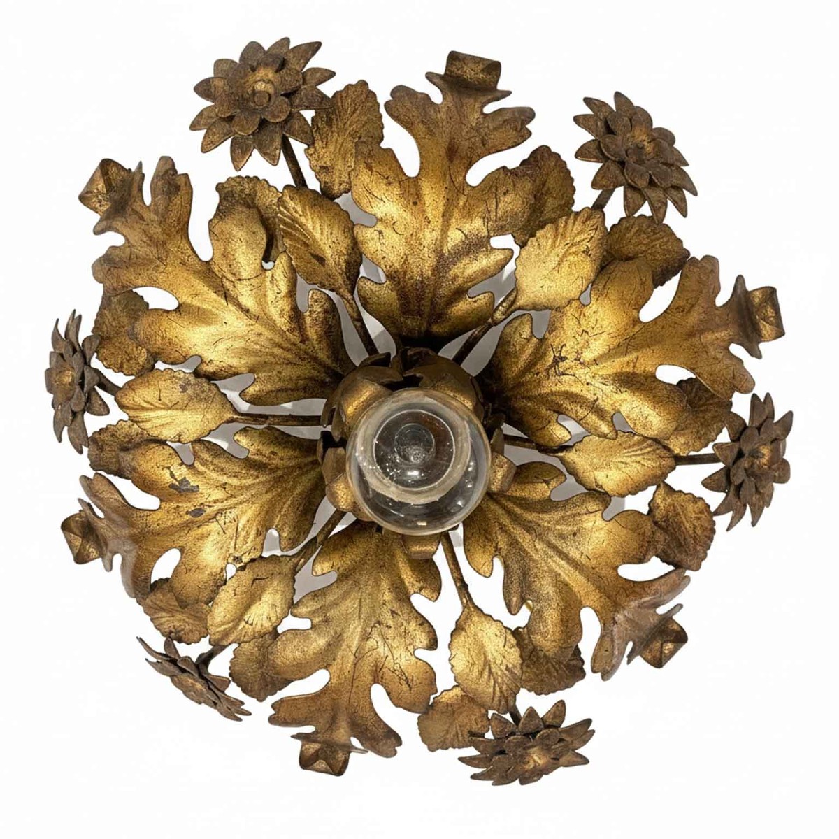 Plafoniera In Ferro Dorato A Una Luce