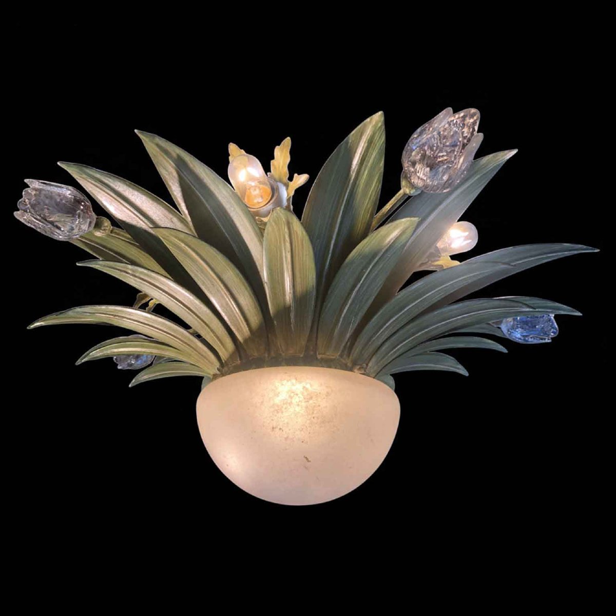 Plaforiera Floreale Verde Con Fiori in Vetro Banci Firenze-photo-3