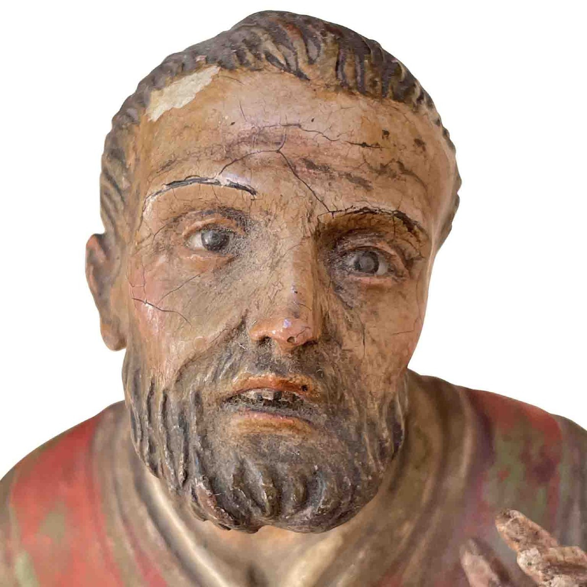 Figura Di Prete In Terracotta Con Occhi In Vetro-photo-1