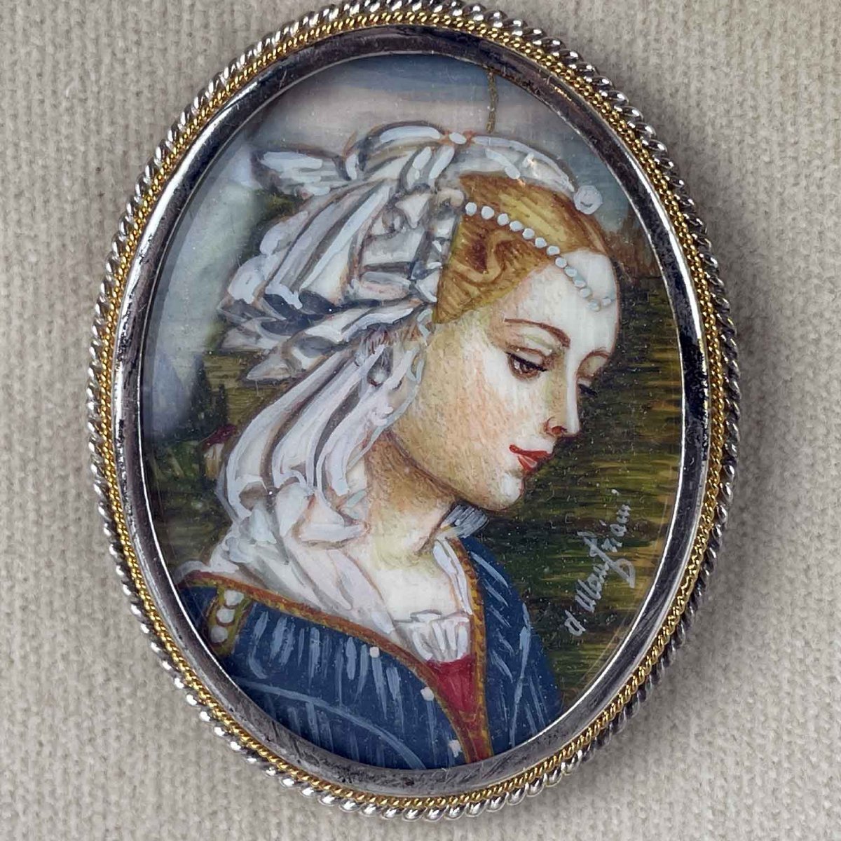 Anna Manfriani Composizione Di Sei Miniature Ovali 1960 Circa-photo-2