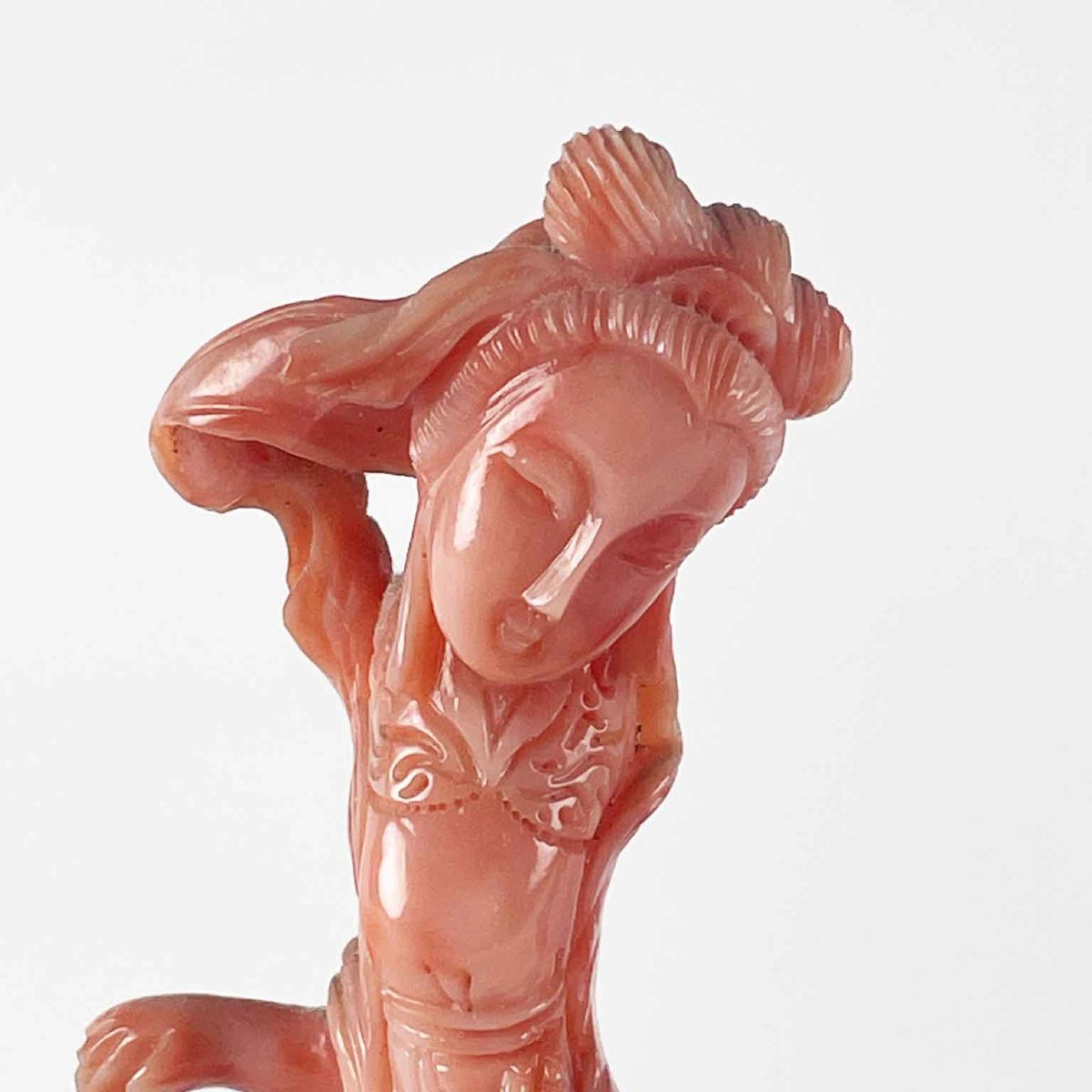 Due Figure Di Donne Orientali In Corallo Rosa-photo-2