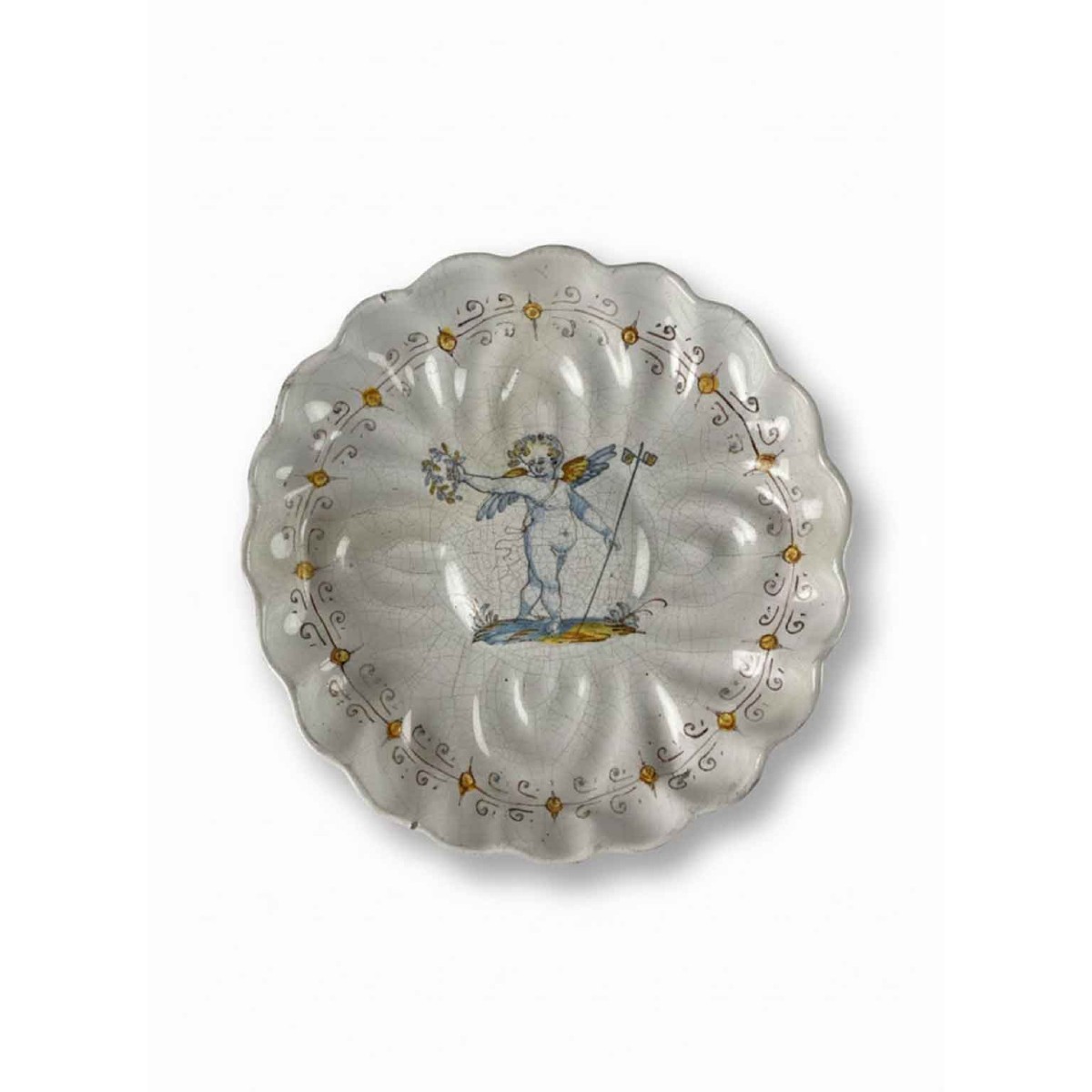 Crespina In Maiolica A Decoro Compendiario Deruta 1700