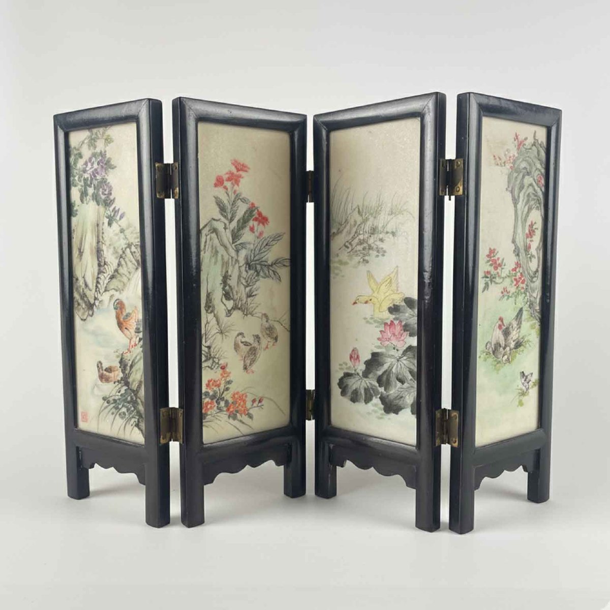 Piccolo Paravento Cinese In Porcellana Decorata-photo-4