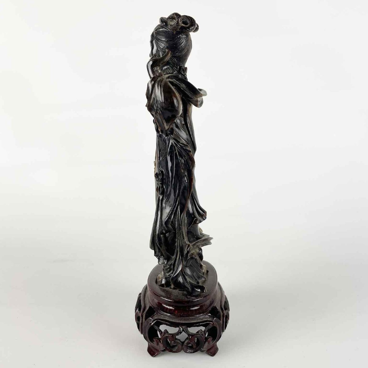 Figura Di Donna Cinese In Occhio Di Tigre 1960 Circa-photo-2