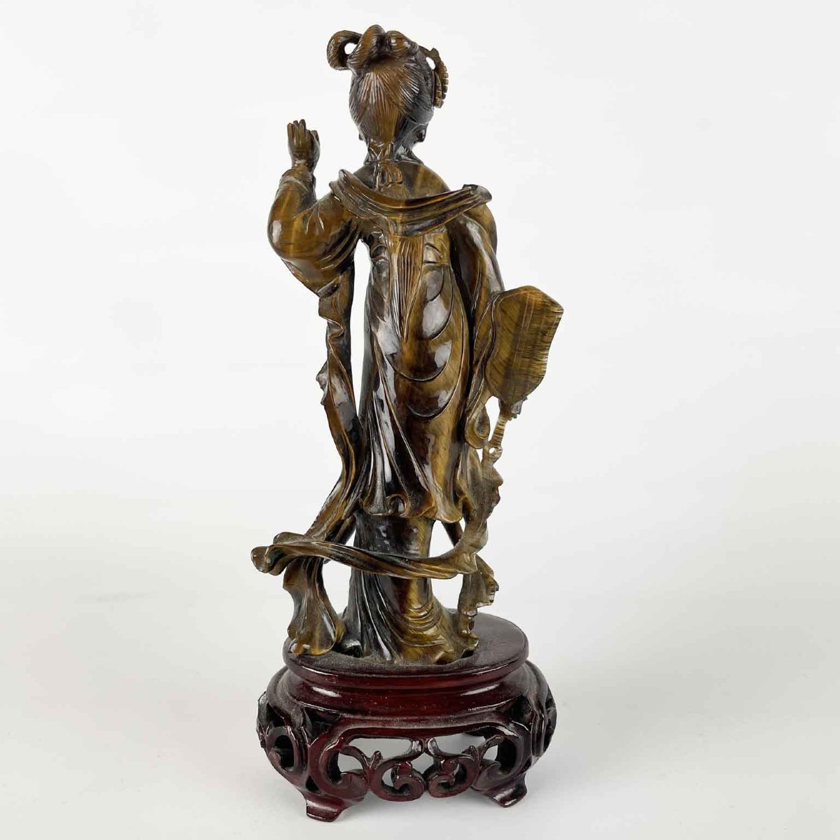 Figura Di Donna Cinese In Occhio Di Tigre 1960 Circa-photo-3