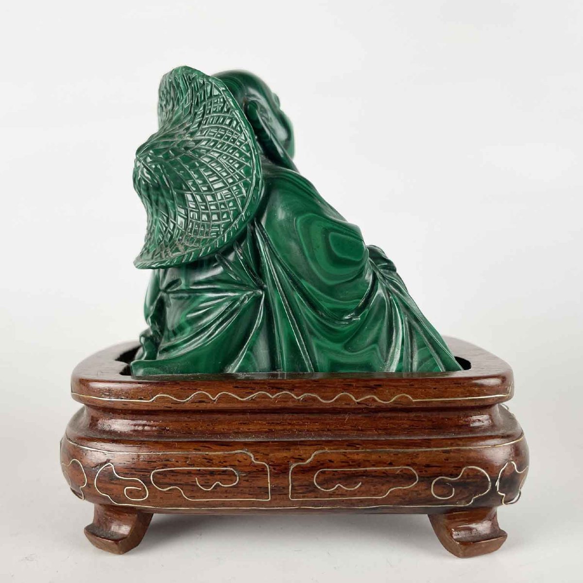 Buddha Ridente Seduto In Malachite Cina 1950 Circa-photo-2