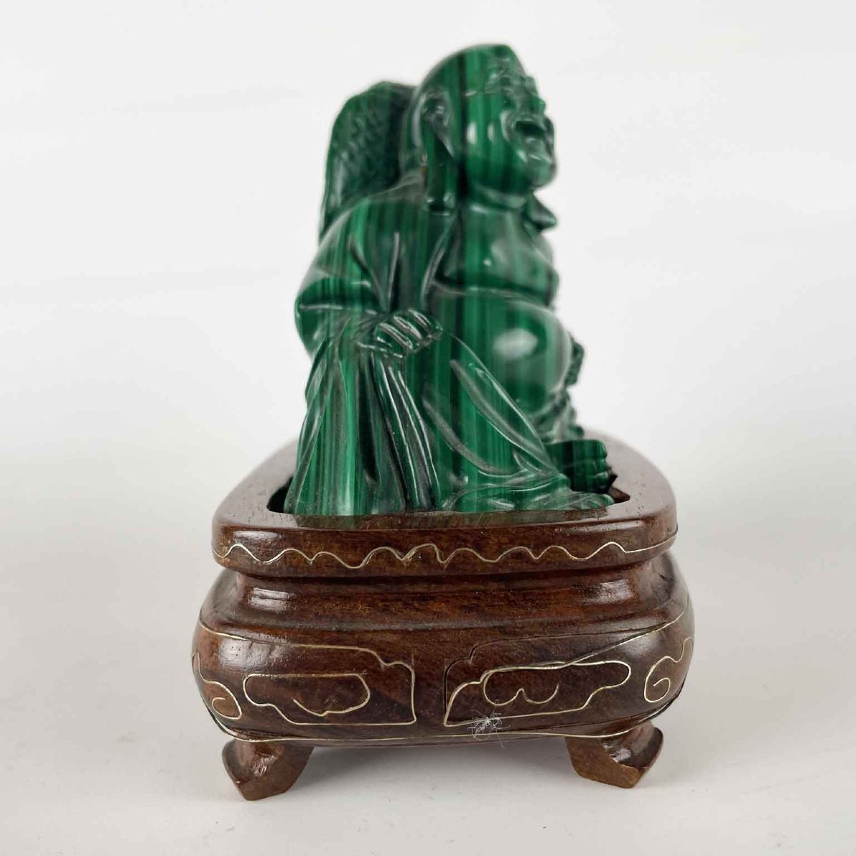 Buddha Ridente Seduto In Malachite Cina 1950 Circa-photo-2