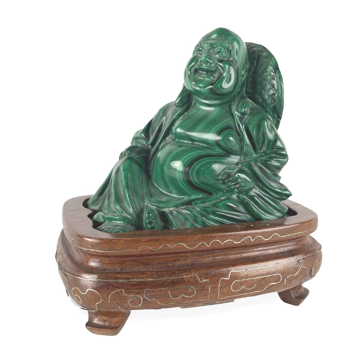 Buddha Ridente Seduto In Malachite Cina 1950 Circa