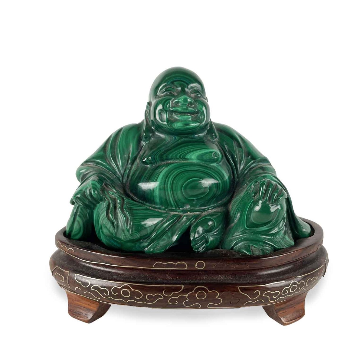 Budai In Malachite Cinese 1950 Circa