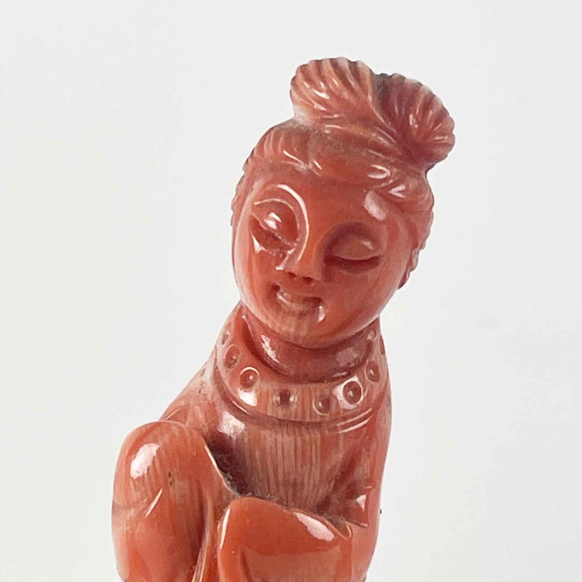 Quattro Figure Femminili In Corallo Rosa Cinesi-photo-1