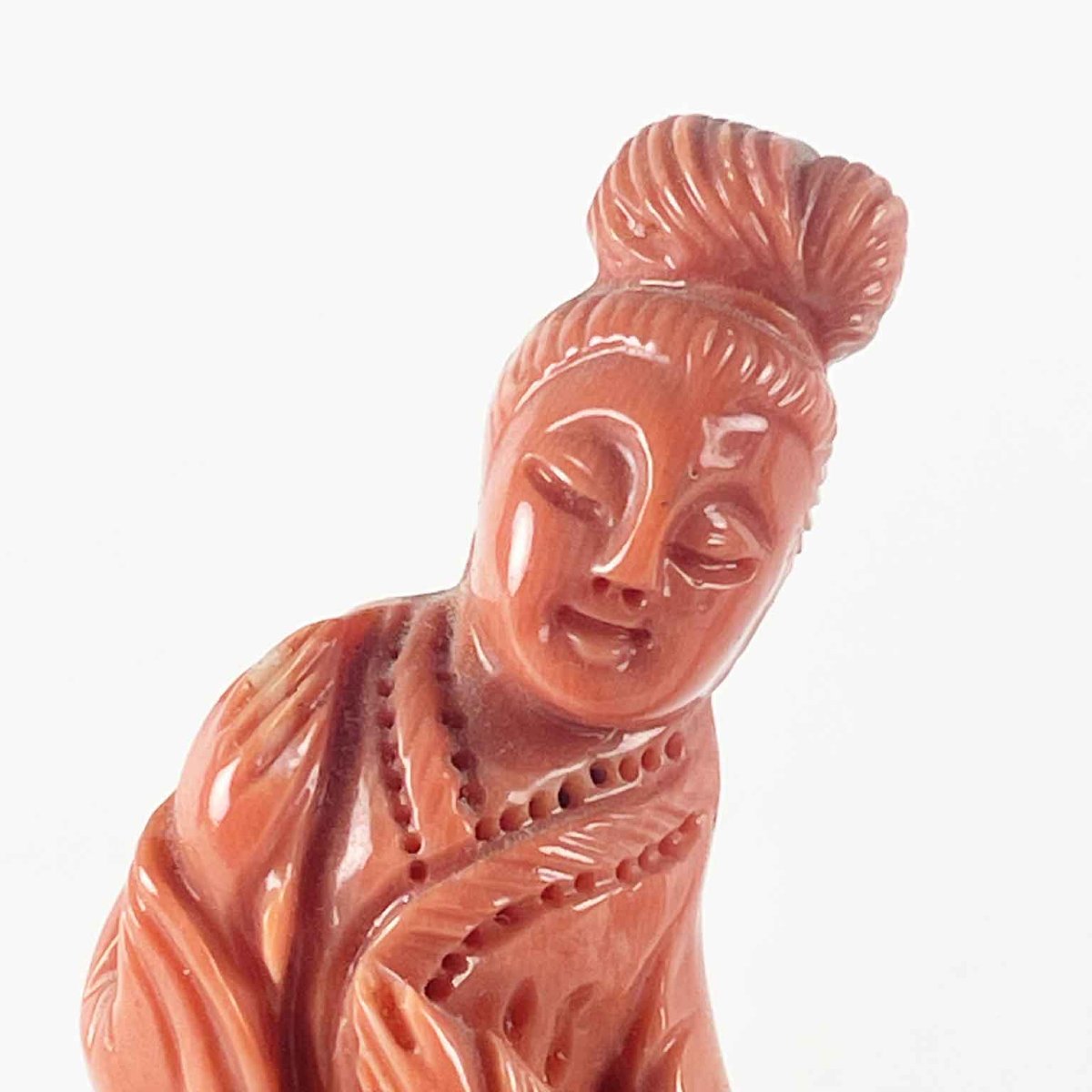 Quattro Figure Femminili In Corallo Rosa Cinesi-photo-3