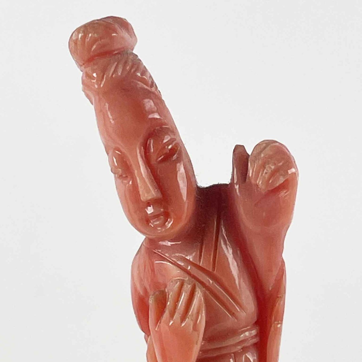 Quattro Figure Femminili In Corallo Rosa Cinesi-photo-4