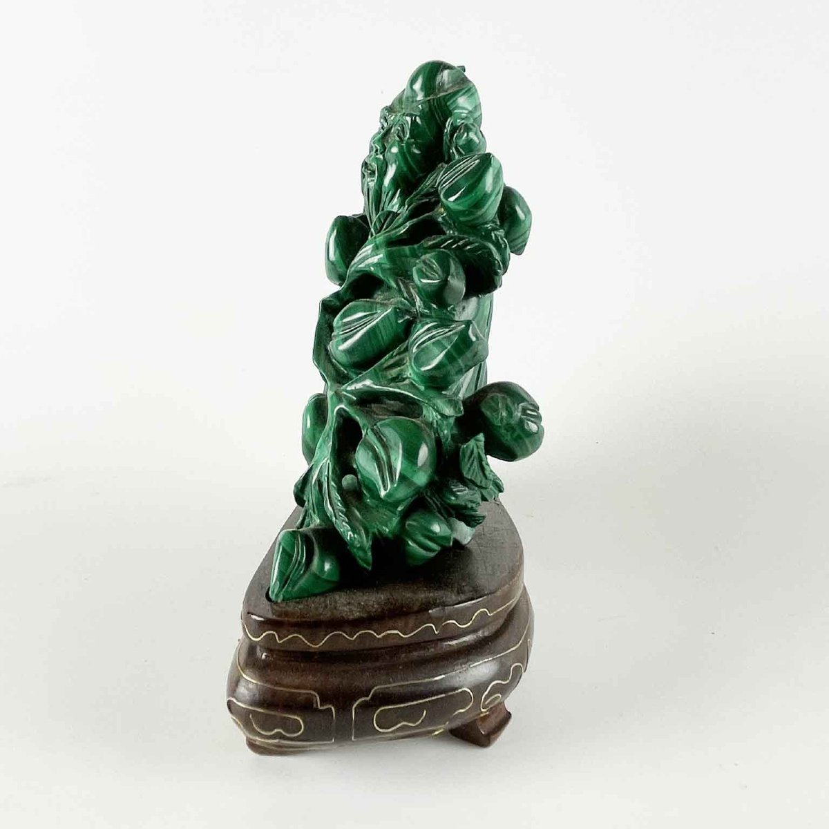 Figurine chinoise représentant un vieil homme sculpté dans la malachite-photo-2