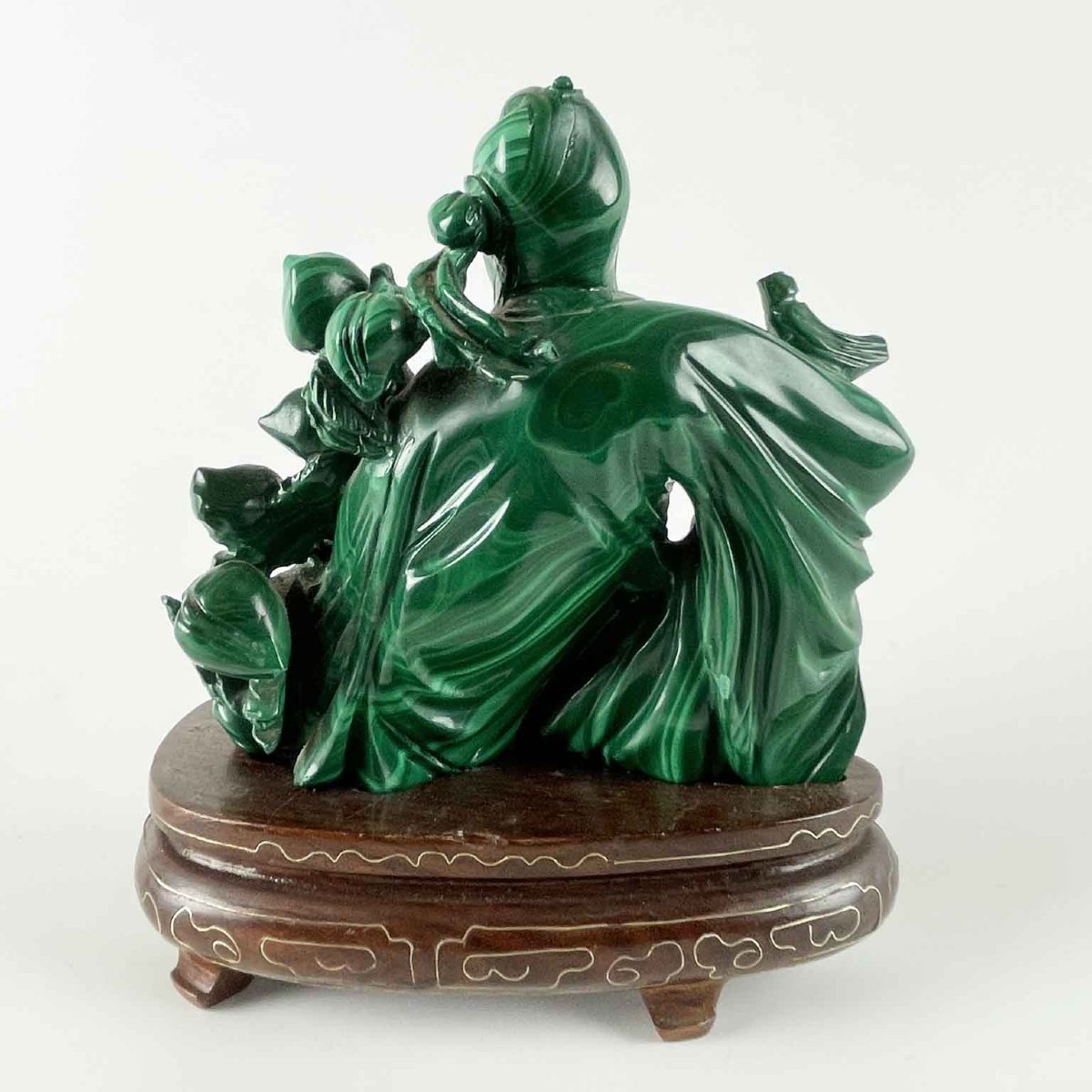 Figurine chinoise représentant un vieil homme sculpté dans la malachite-photo-3
