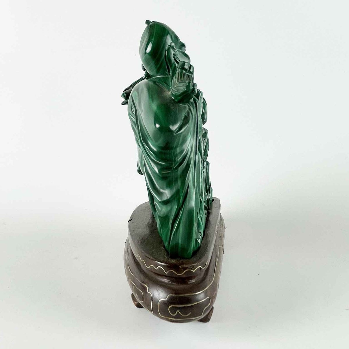 Figurine chinoise représentant un vieil homme sculpté dans la malachite-photo-4
