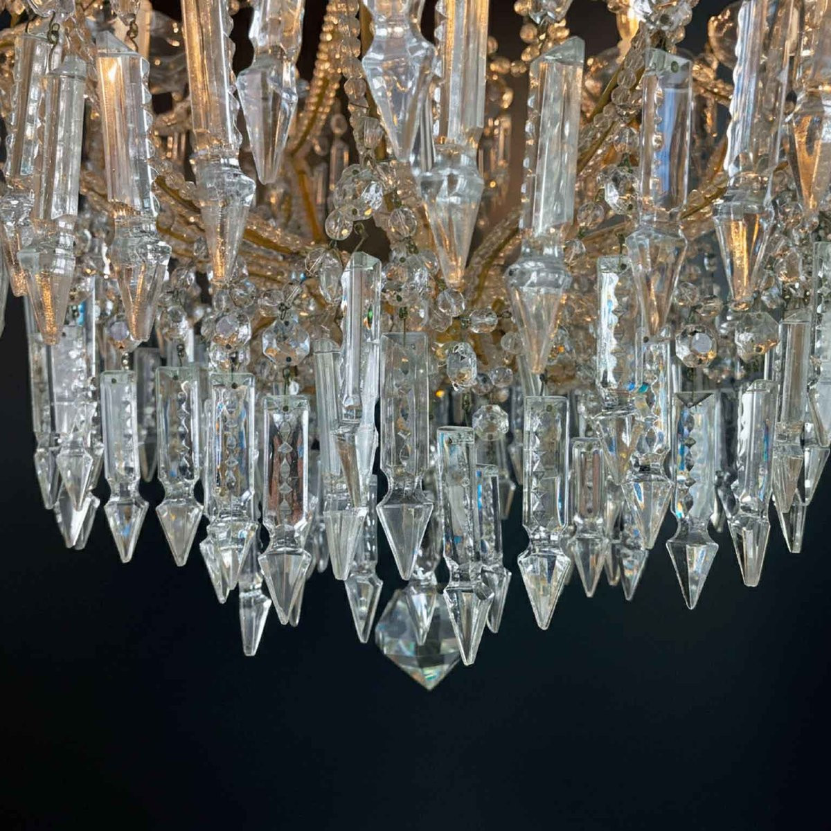 Coppia Antichi Lampadari in Cristallo Francesi a Dodici Luci-photo-3