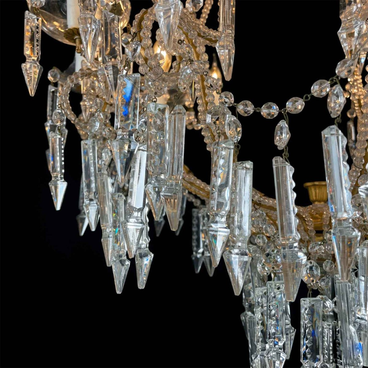 Coppia Antichi Lampadari in Cristallo Francesi a Dodici Luci-photo-5