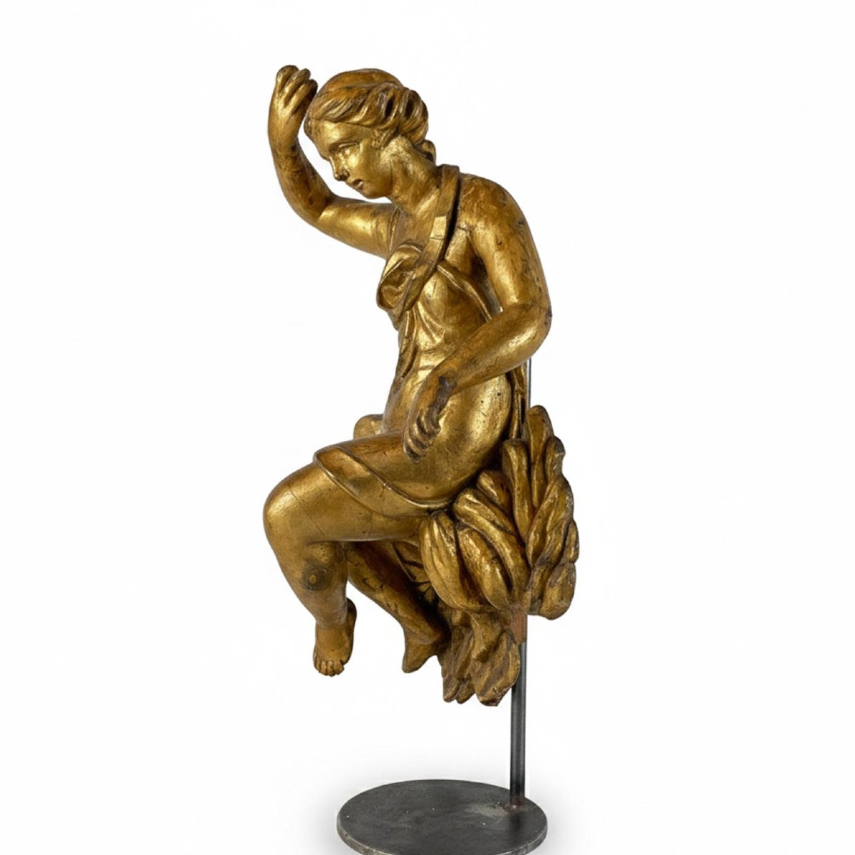 Diana Scultura Barocca Intagliata e Dorata 1600-photo-3