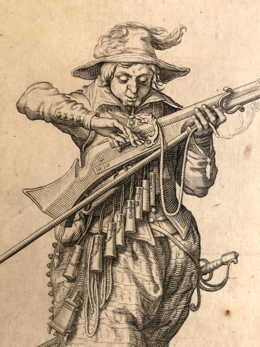 Jacob De Gheyn Soldati con Armi Medioevali Incisioni All'Acquaforte Serie di Quattro 1607-photo-4