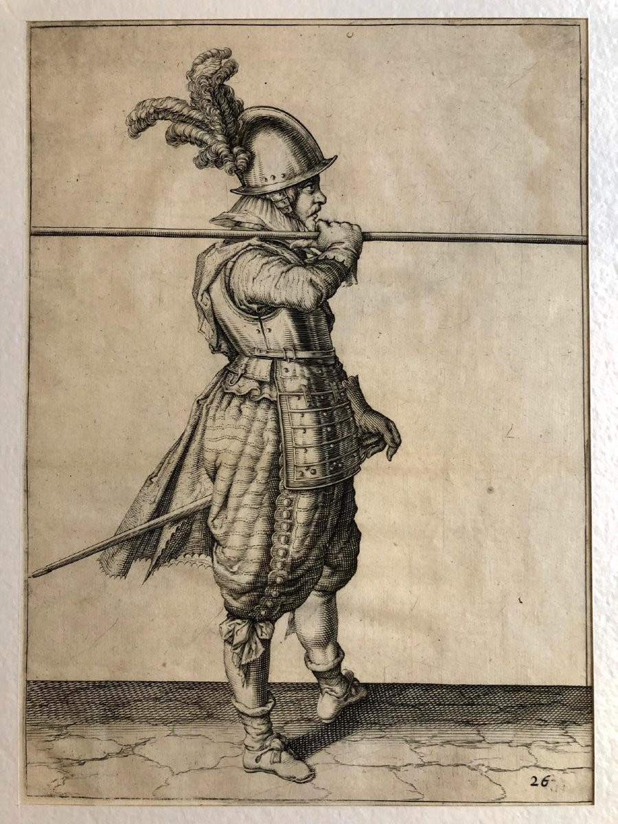 Jacob De Gheyn Soldati con Armi Medioevali Incisioni All'Acquaforte Serie di Quattro 1607-photo-2