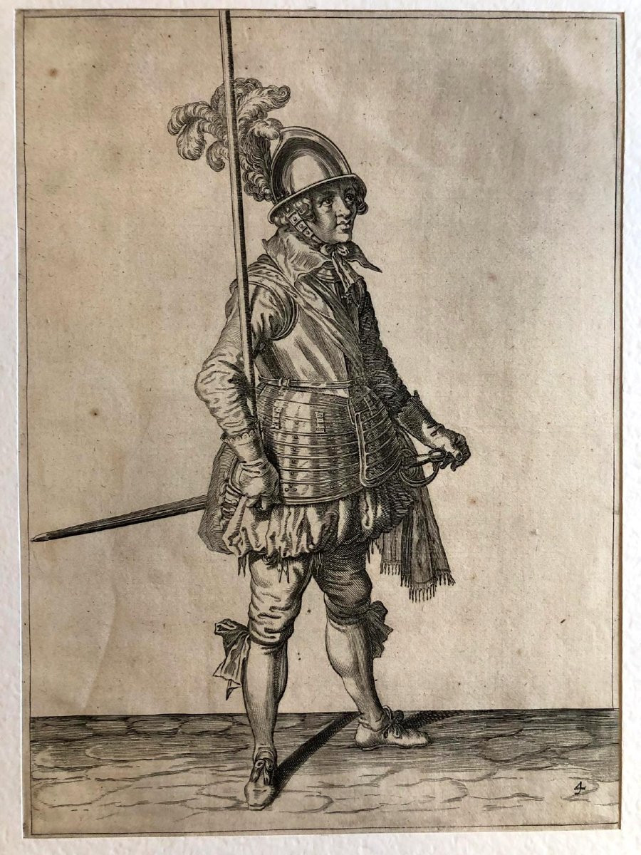 Jacob De Gheyn Soldati con Armi Medioevali Incisioni All'Acquaforte Serie di Quattro 1607-photo-5