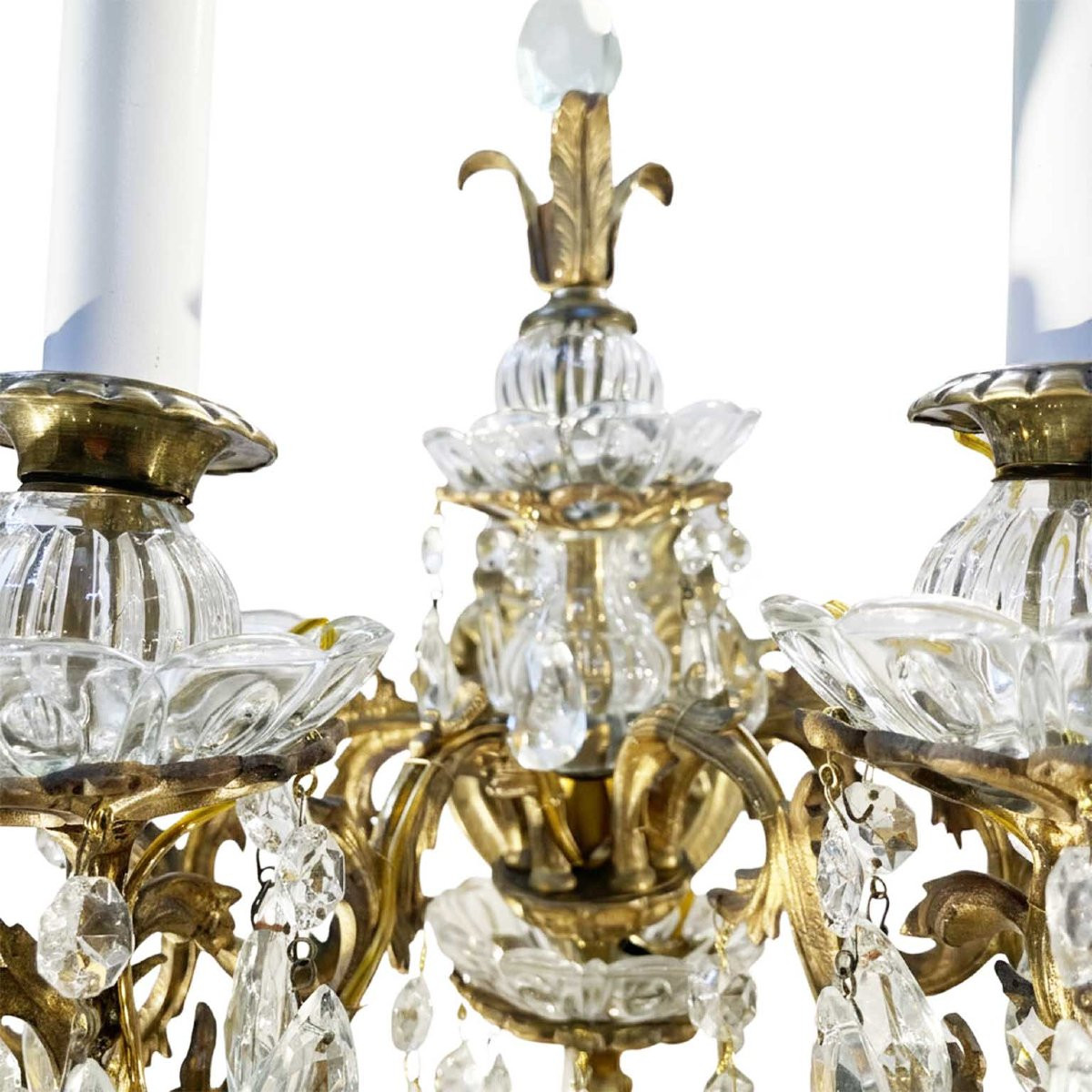 Coppia di Appliques a Quattro Luci in Cristallo e Bronzo Inizi 1900-photo-3