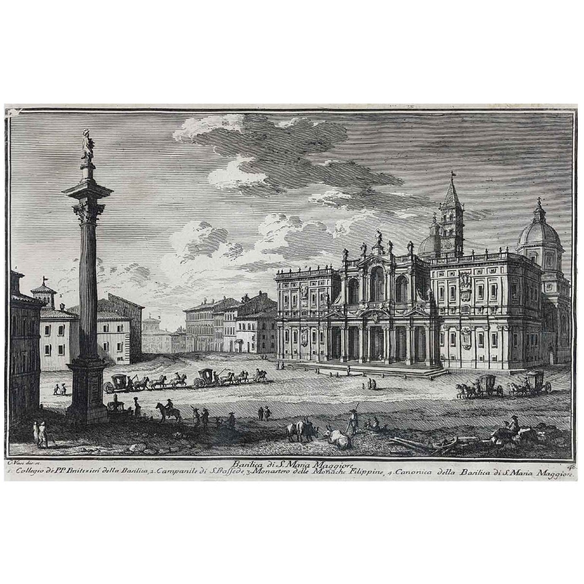  Giuseppe Vasi Vedute di Roma e Venezia Set di tre Incisioni Acquaforti del 1757-photo-4