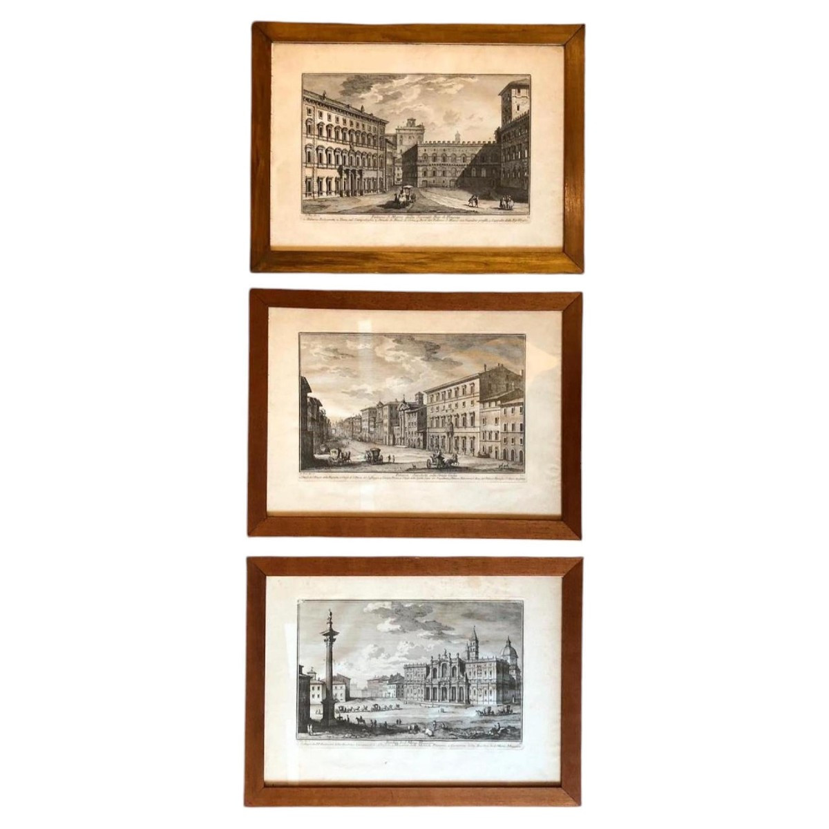  Giuseppe Vasi Vedute di Roma e Venezia Set di tre Incisioni Acquaforti del 1757