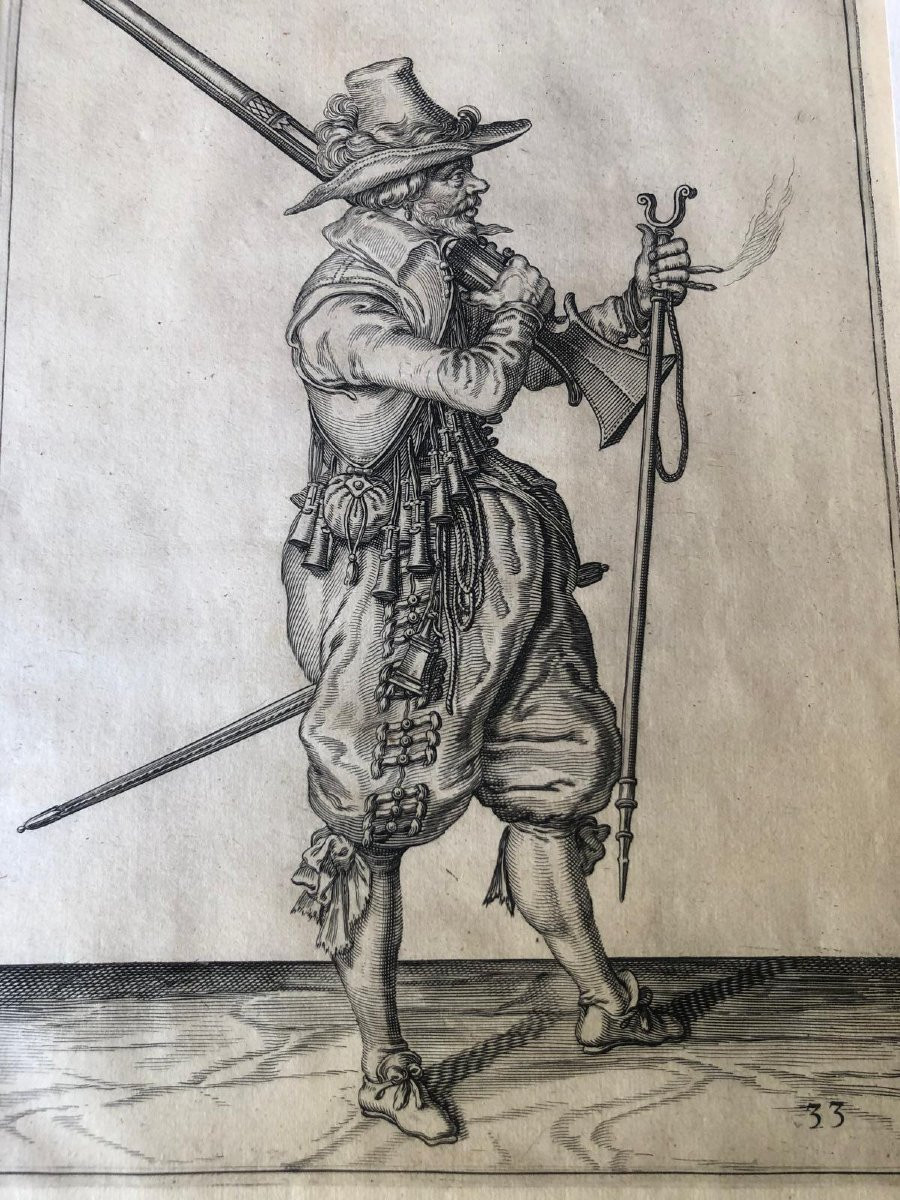 De Gheyn Jacob Soldati con Armi Medioevali Incisioni All'Acquaforte Serie di Quattro 1607-photo-3